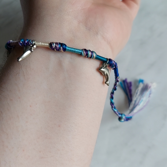 🌞 *3 For $10* NWOT Woven Dolphin Charm Bracelet/Anklet - Picture 3 of 4